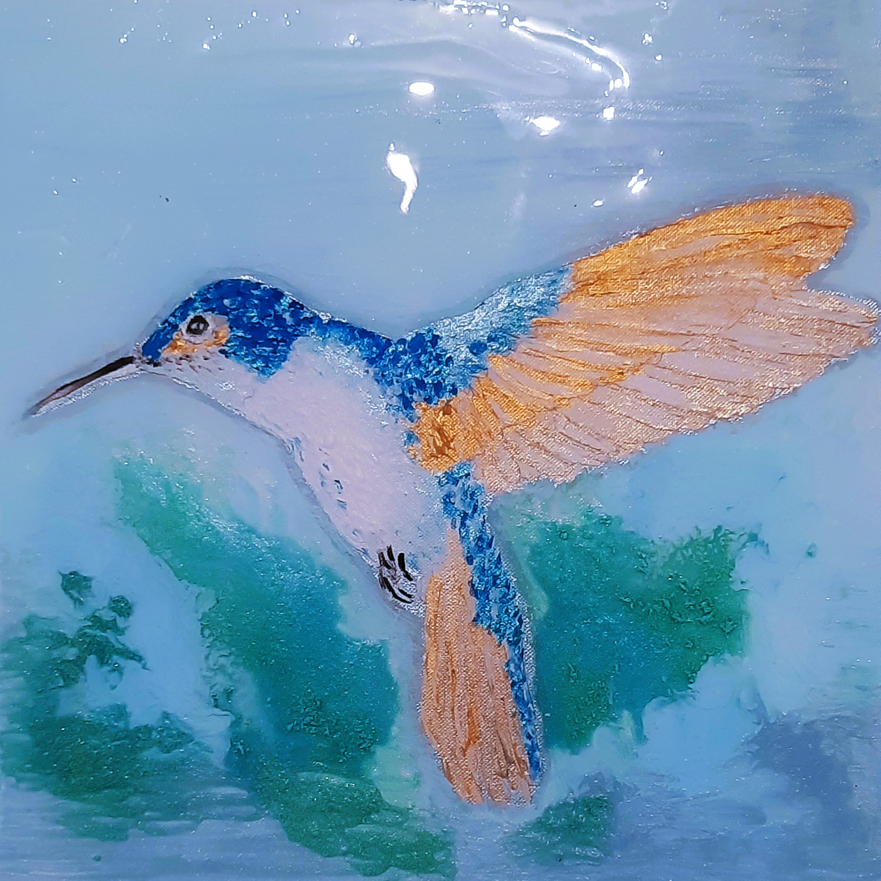 Eisvogel
40 x 40 cm, Ölbild mit Resin