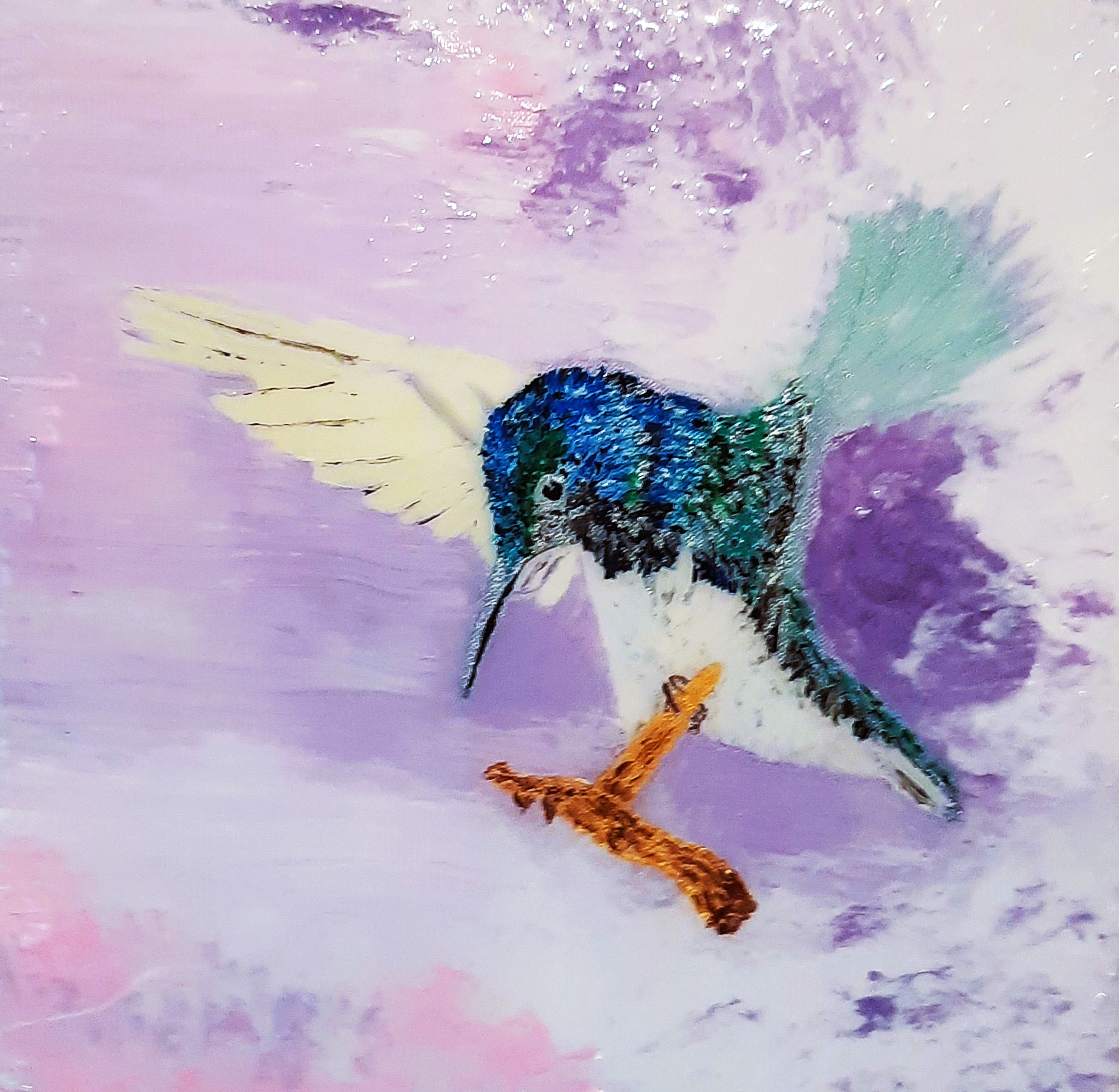 Kolibri
40 x 40 cm, Ölbild mit Resin